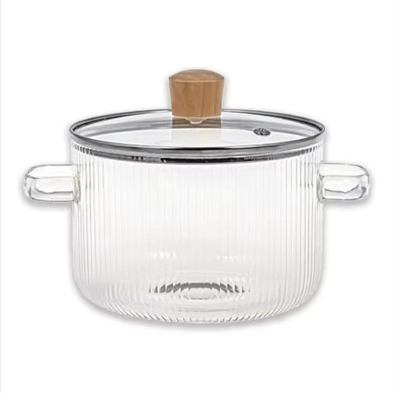 Heat Resistant Glass Cooking Pot with Lid – Durable Transparent Cookware for Pakistani Kitchens | Adornia.pk