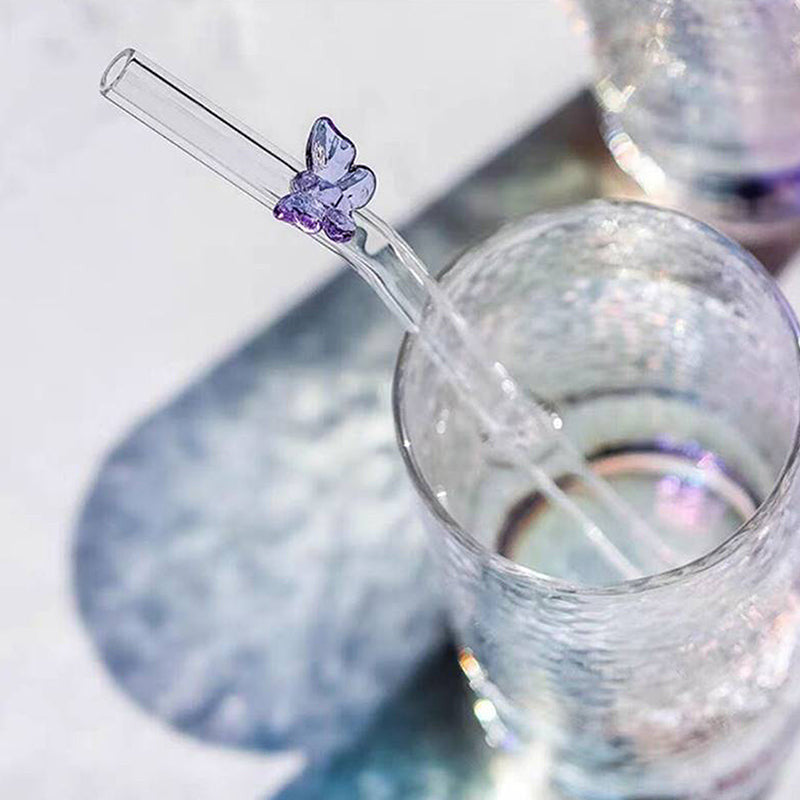 Glass Straws With Butterfly Eco Friendly Drinking
