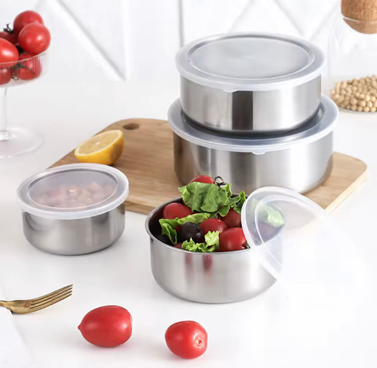 5 pcs Set of Stainless Steel Bowls with Lids
