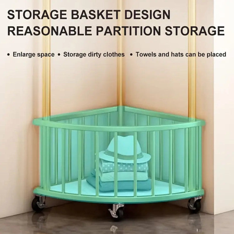 Modern Metal Corner Rack with Wheels | Multi-Purpose Rolling Storage Organizer