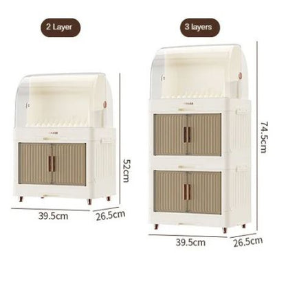 2/3 Layer Kitchen Dish Drying Rack with Drainer, Plastic Dish Drying Rack, Bowls and Dishes Storage Rack with Lid (White)