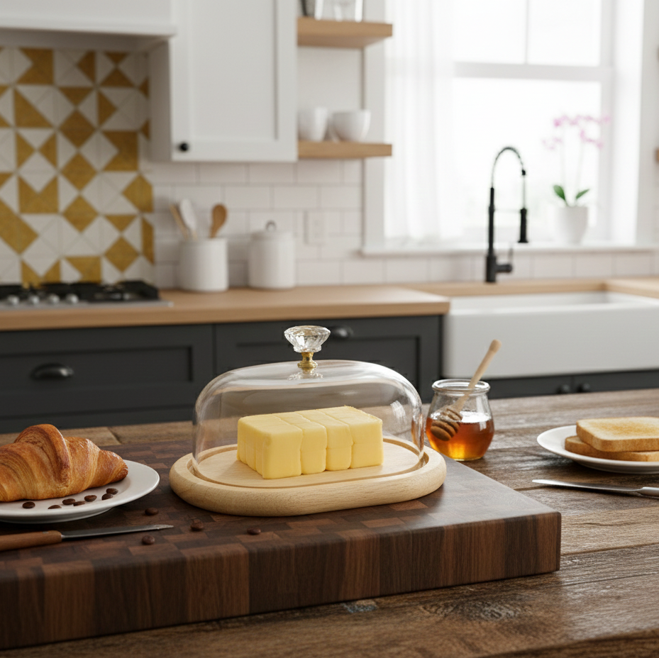 Wooden Butter Dish with Acrylic Lid (2161) by Limon