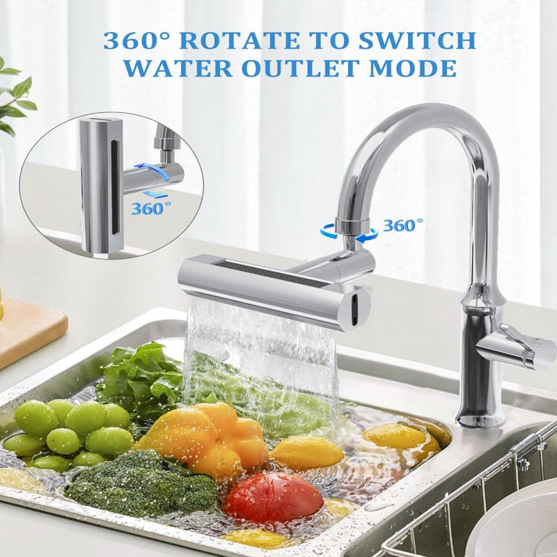 4-in-1 Kitchen Sink Faucet – 360° Rotating Splash-Free Water Flow | Adornia.pk