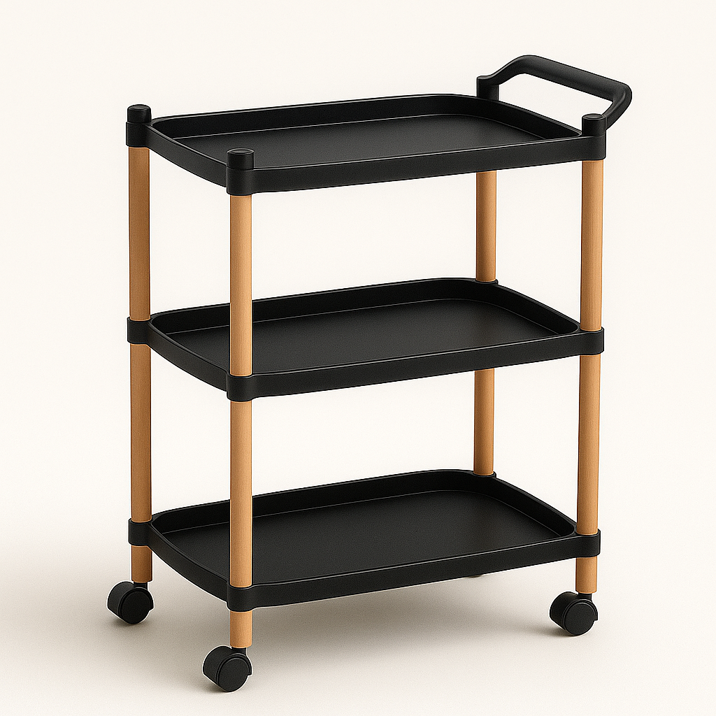 3-Tier Rolling Organizer Cart - Black