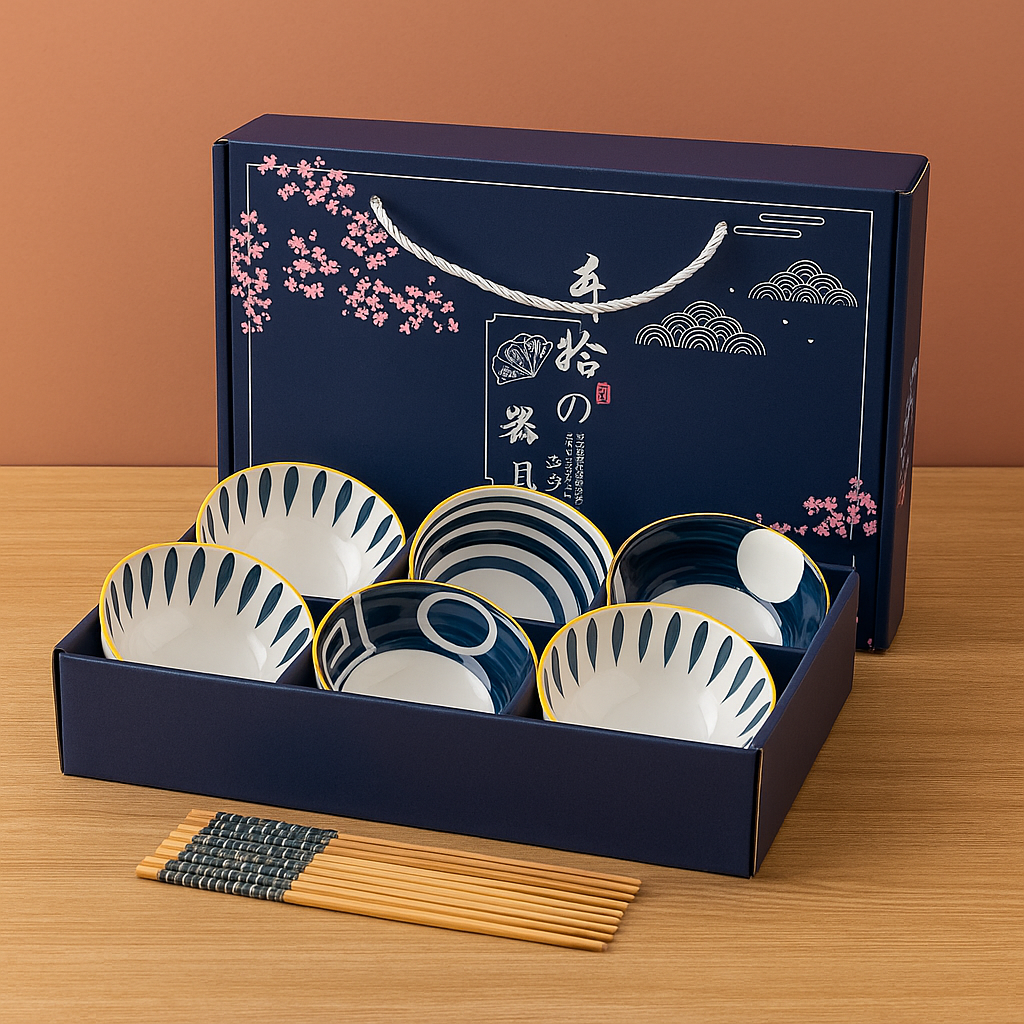 Japanese Ceramic Printed Bowls - Set of 6