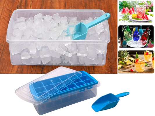 PLASTIC  TROPICAL ICECUBE MAKER WITH SPOON AND CONTAINER