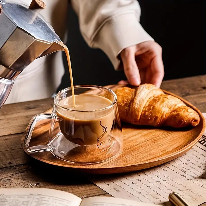 Double-Walled Glass Coffee Mugs – 200ml Heat-Resistant Espresso Cups for Hot & Cold Drinks | Adornia.pk
