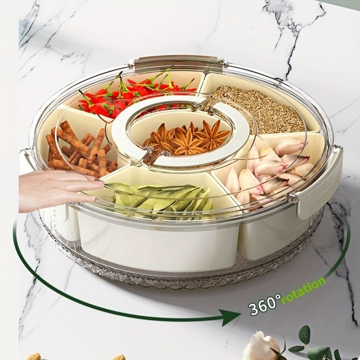 Portable Rotating Snack Tray With Lid (Premium)