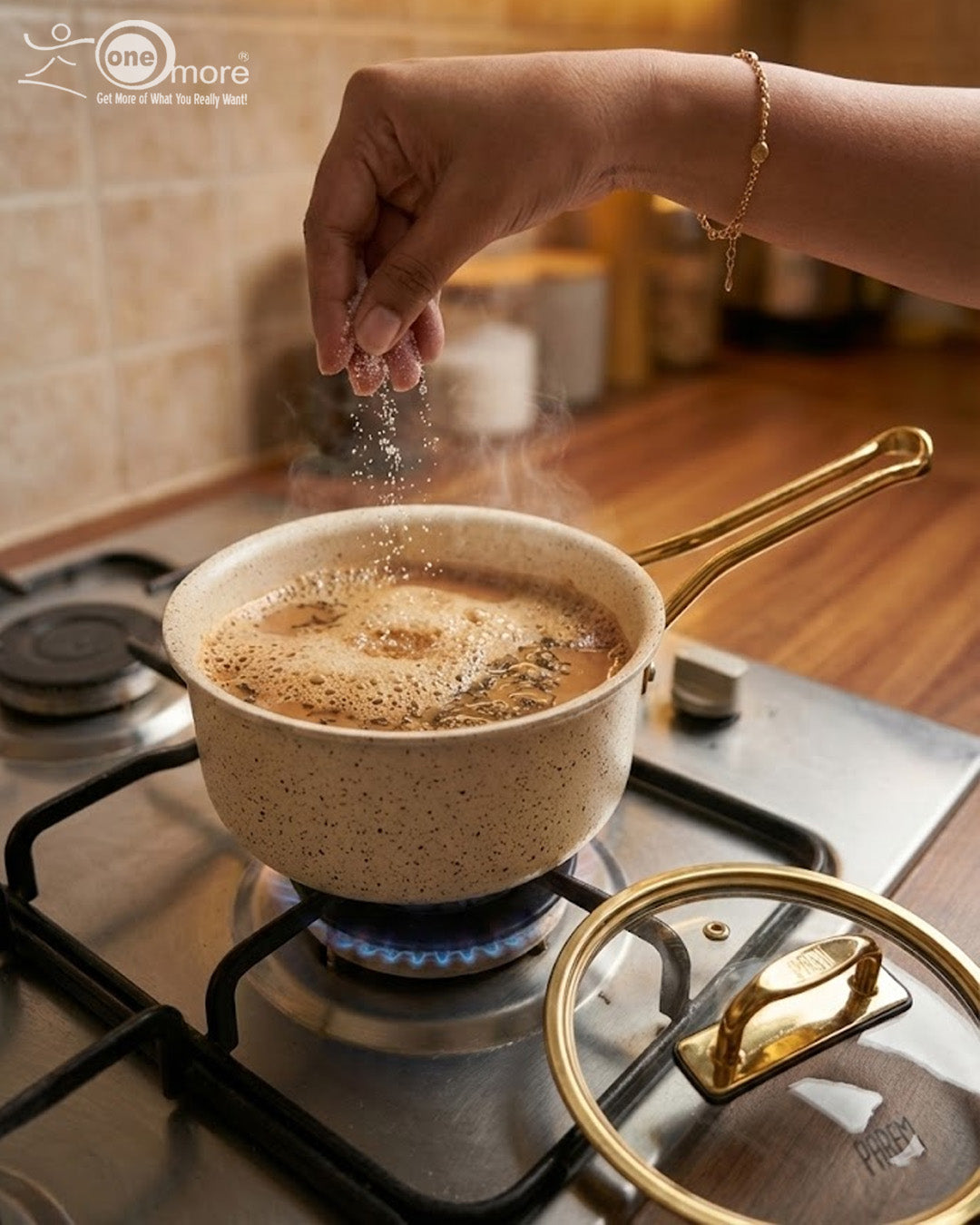 Falez Premium 9-Piece Granite Non-Stick Cookware Set – Creamy & Gold Edition | Made in Turkey