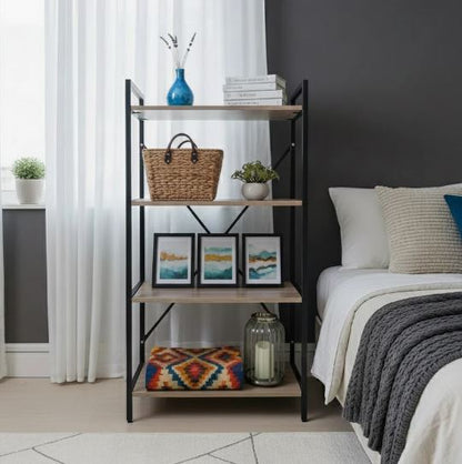 4-Tier Industrial Rolling Storage Rack with Lockable Wheels