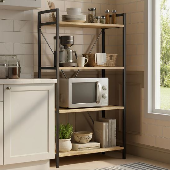 4-Tier Industrial Rolling Storage Rack with Lockable Wheels