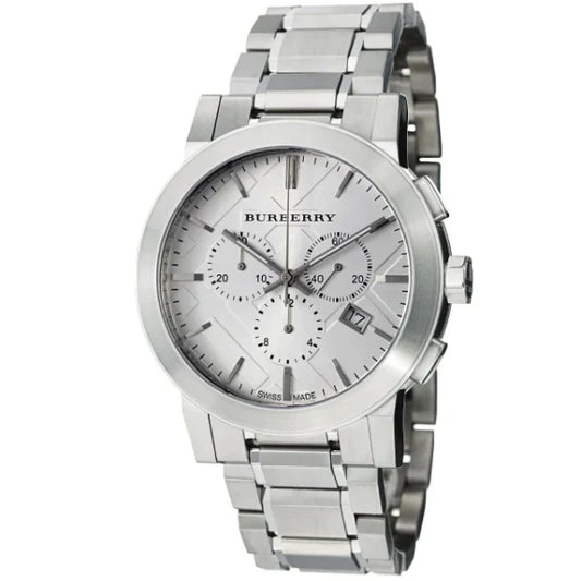 Burberry The City Silver Stainless Steel Silver Dial Chronograph Quartz Watch for Gents - BU9350