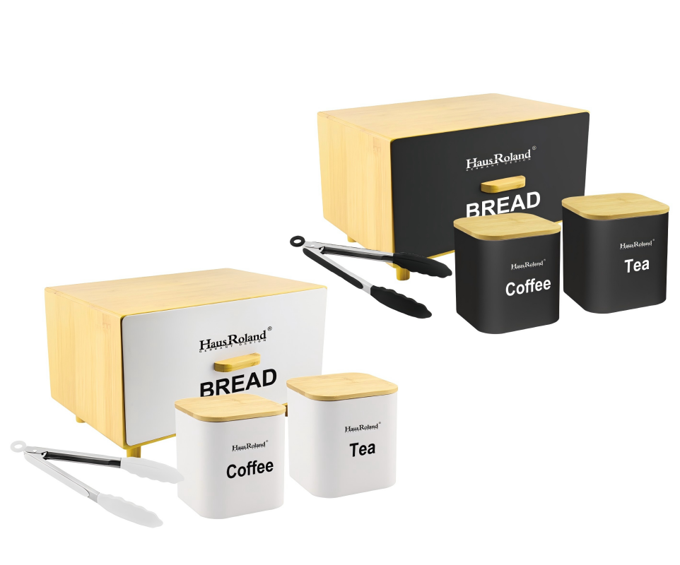 HausRoland 4-Piece Bread Box Set - Black