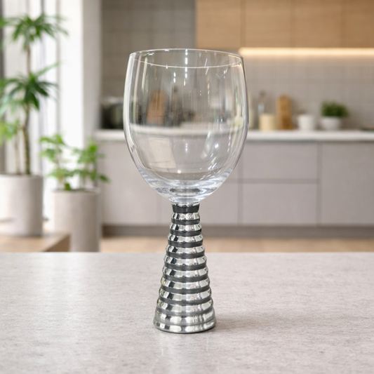 Screw Champagne Goblets Glass - Silver | 6 Pcs
