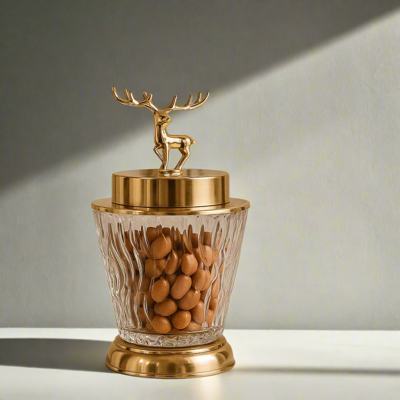 Luxury Deer Glass Candy Jar – Elegant Decorative Storage Container