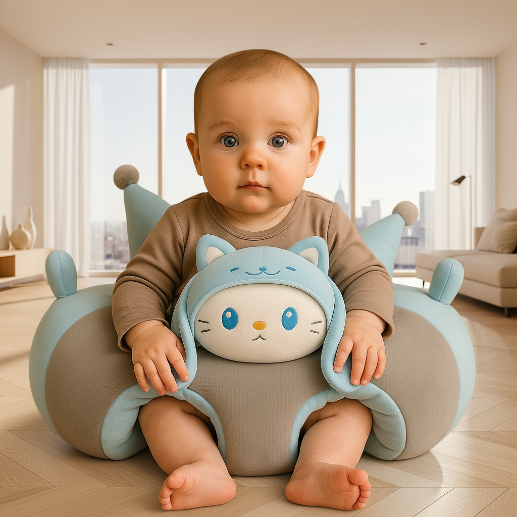 Premium Baby Support Sofa Seater – Blue Cat Edition