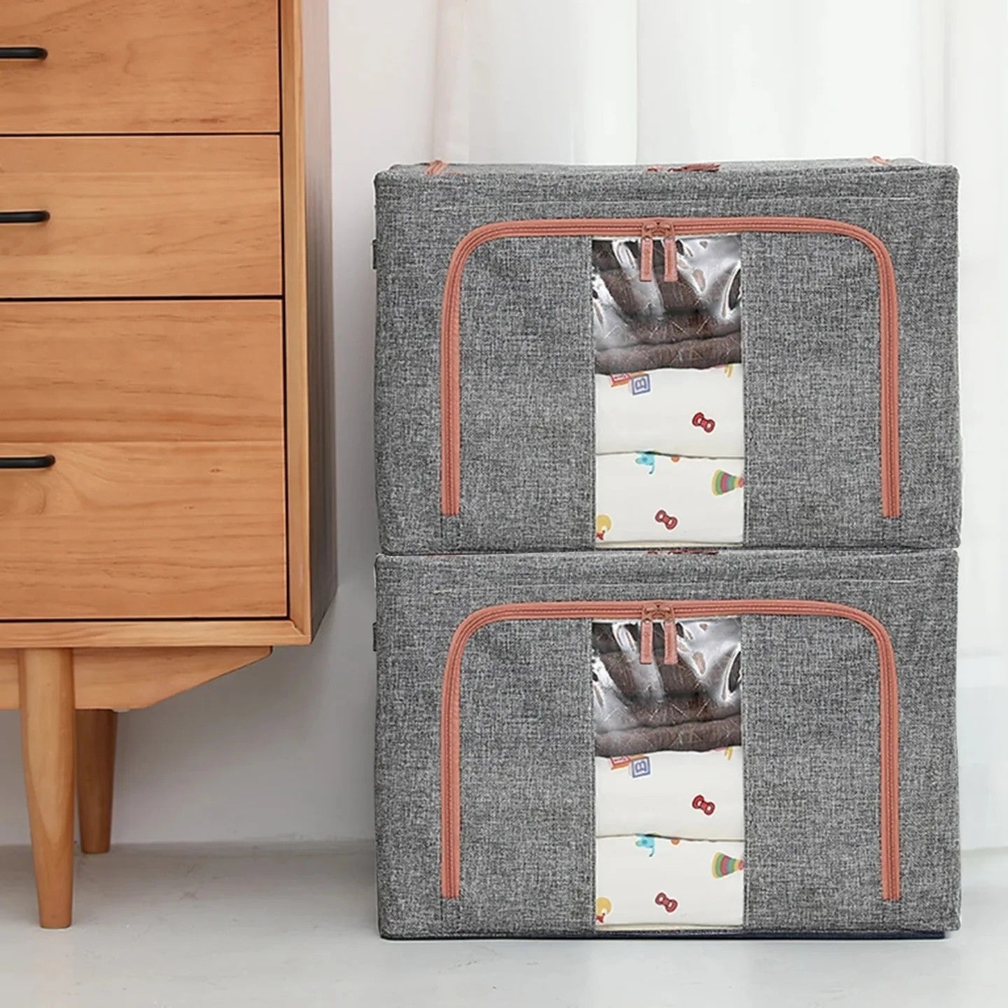 Foldable Clothes Storage Bag With Metal Frame