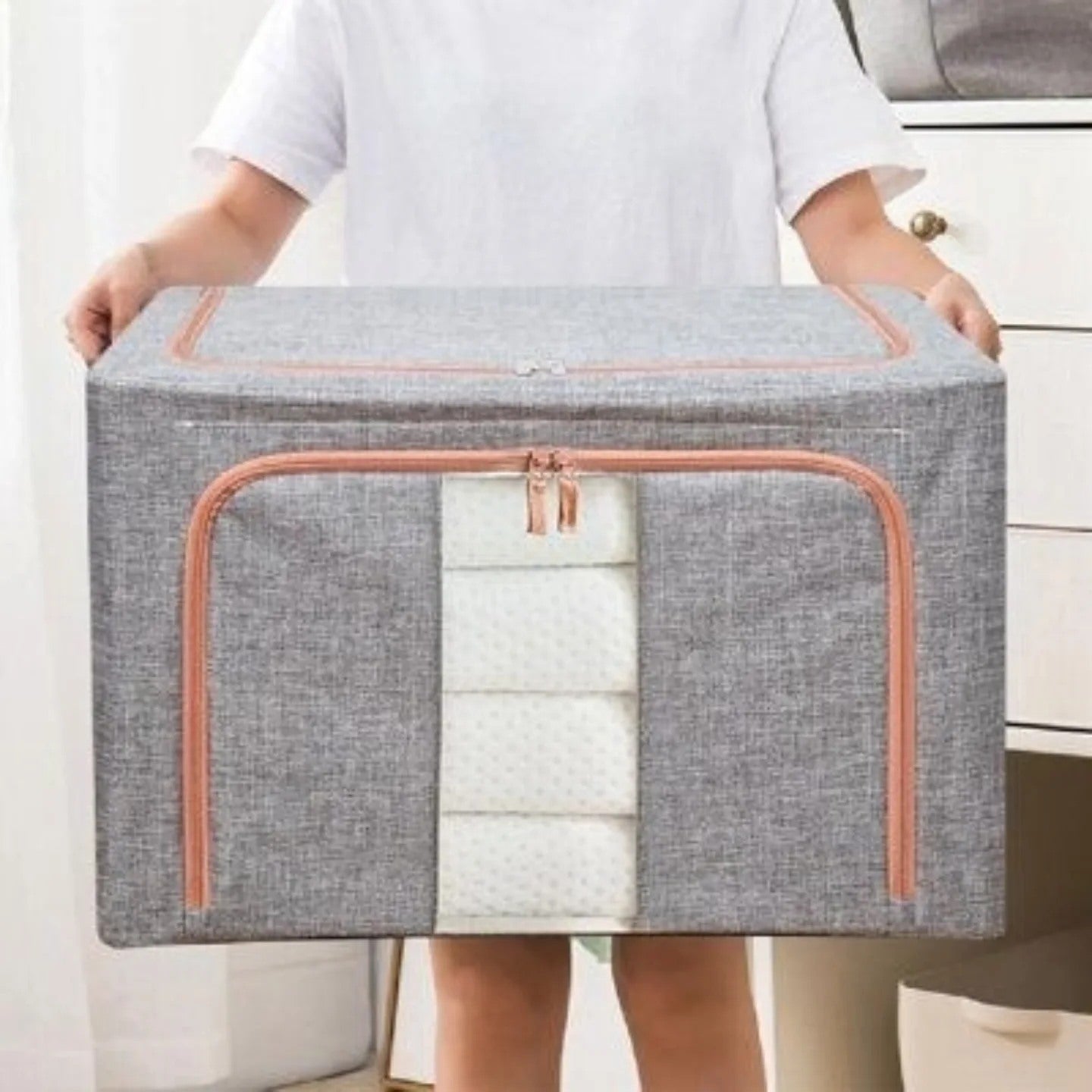 Foldable Clothes Storage Bag With Metal Frame