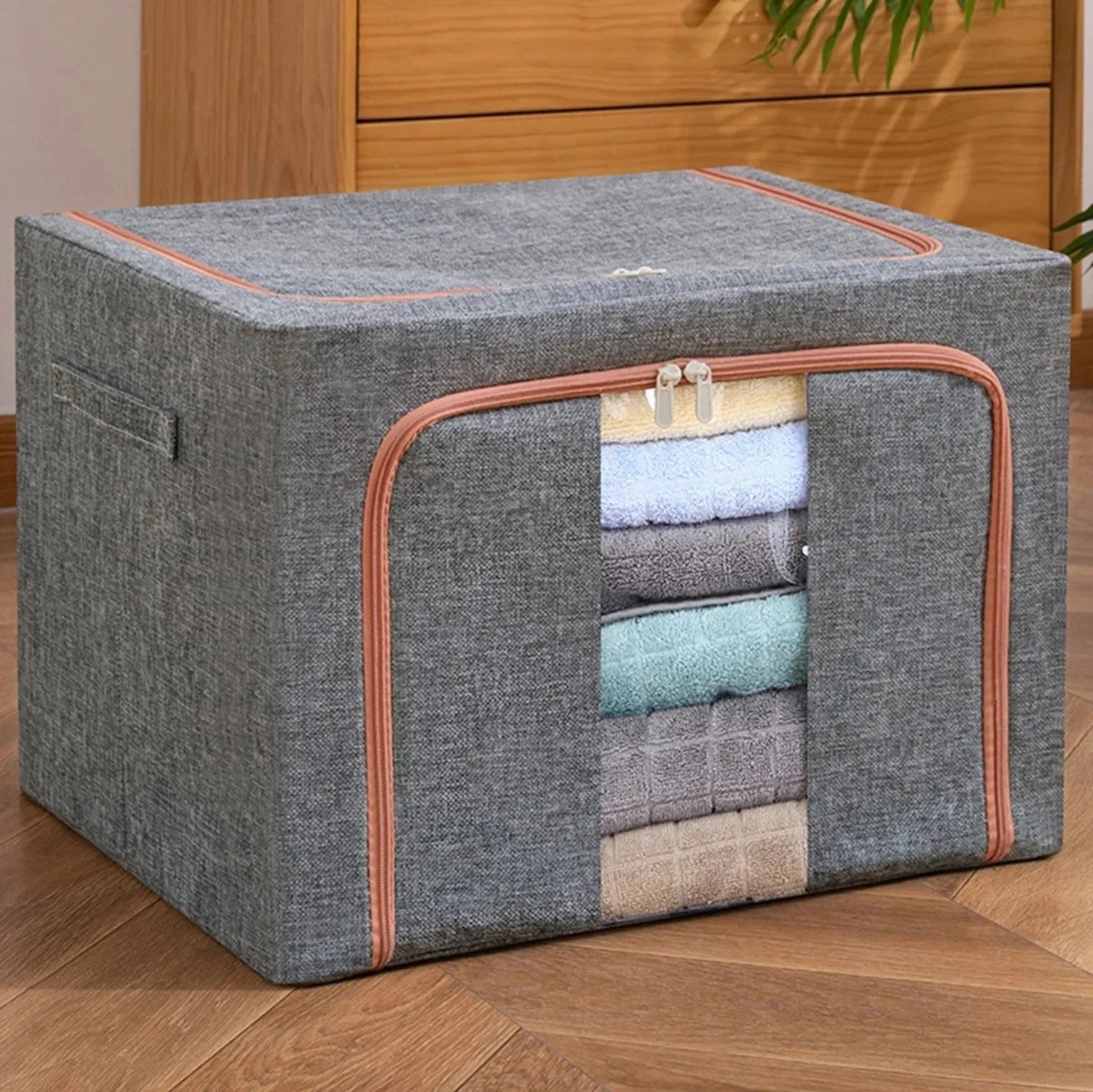 Foldable Clothes Storage Bag With Metal Frame