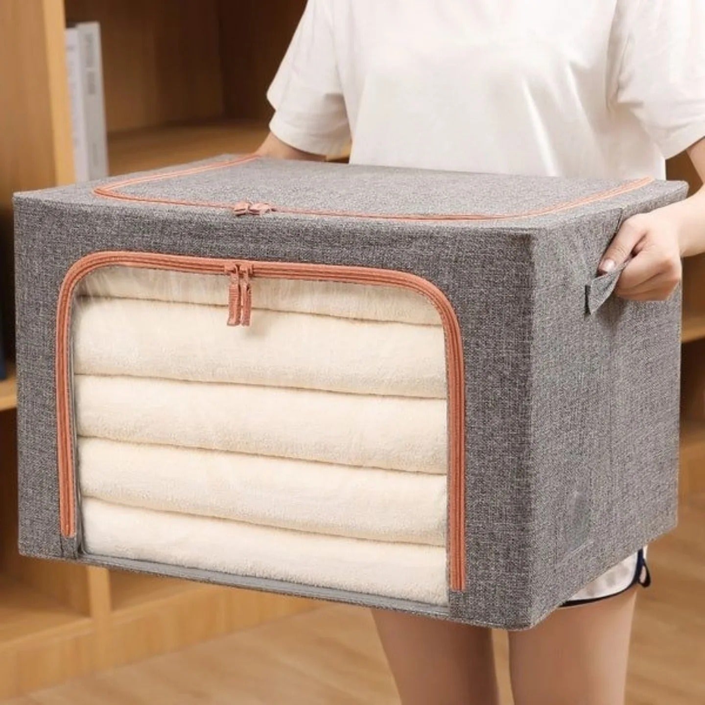 Foldable Clothes Storage Bag With Metal Frame