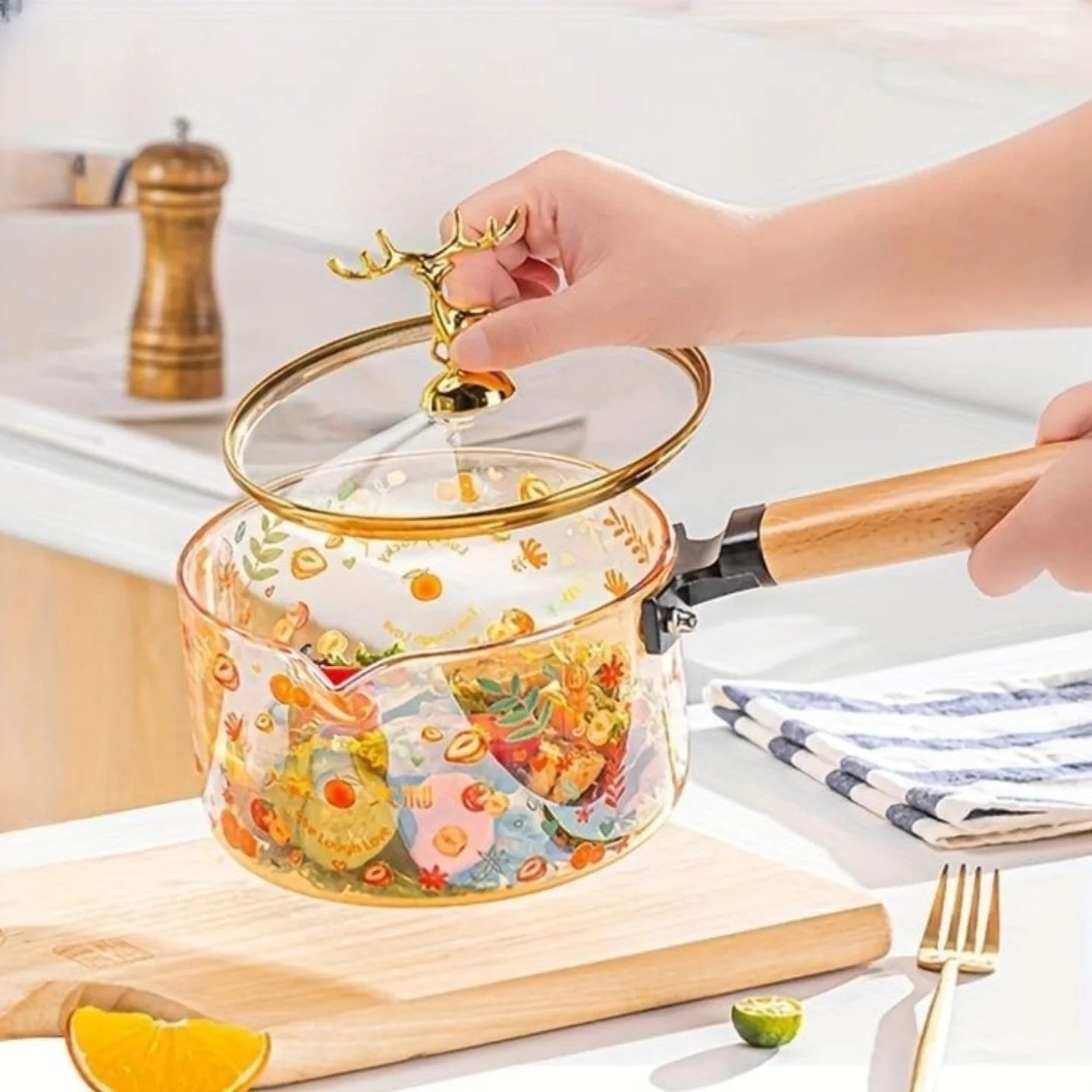 Heat Resistant Borosilicate Glass Cooking Sauce Pot