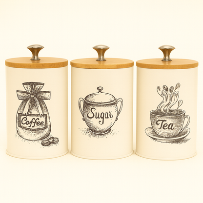 Classic Cream Kitchen Canister Trio