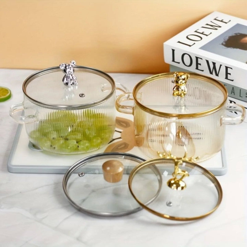 2 Litre Borosilicate Glass Saucepan with Lid – Heat Resistant Transparent Cooking Pot in Pakistan | Adornia.pk