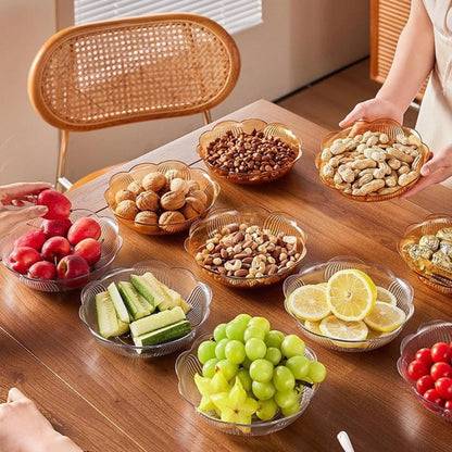 European Vintage Crystal Porcelain Bowl - 5-Petal Dessert & Fruit Display