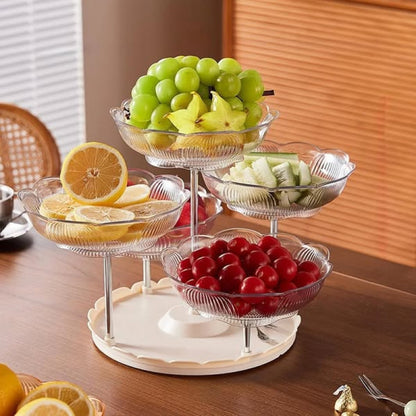 European Vintage Crystal Porcelain Bowl - 5-Petal Dessert & Fruit Display