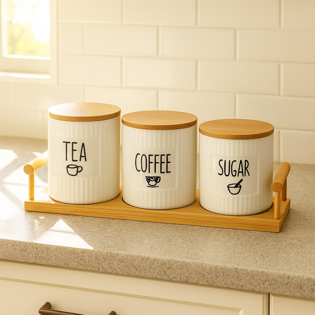 Ceramic Tea Coffee Sugar Canisters