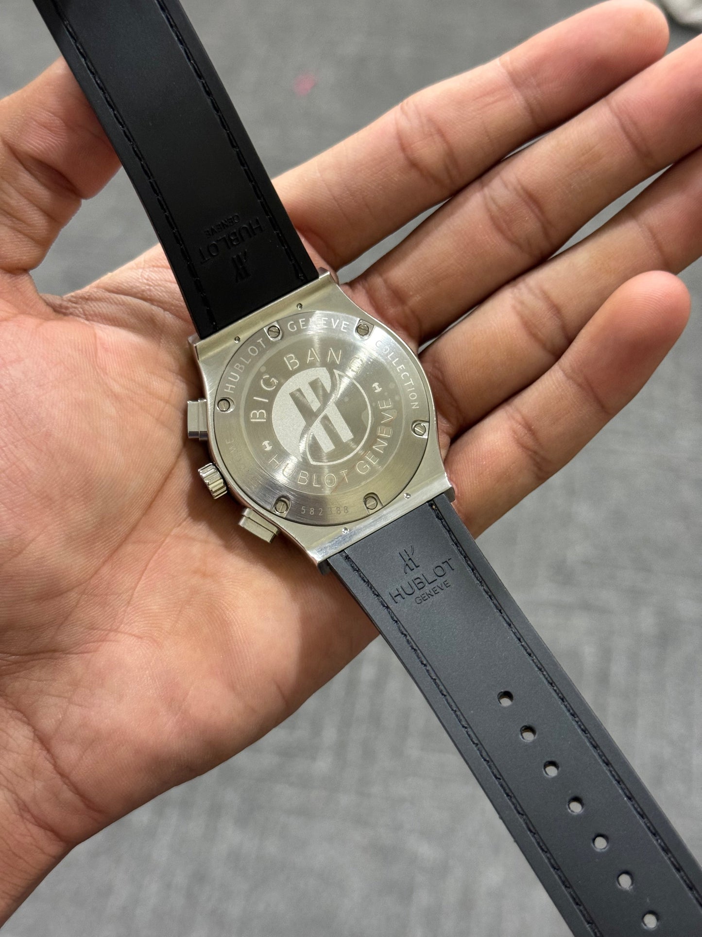 Hublot Silver | Chrono | Black Dial | Pvc Strap