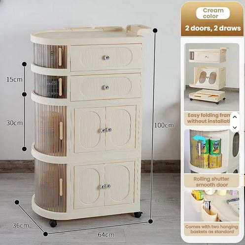 Living Room Bedroom Baby Cupboard Plastic Wardrobe Kitchen Folding Cupboard Organizer with Wheels