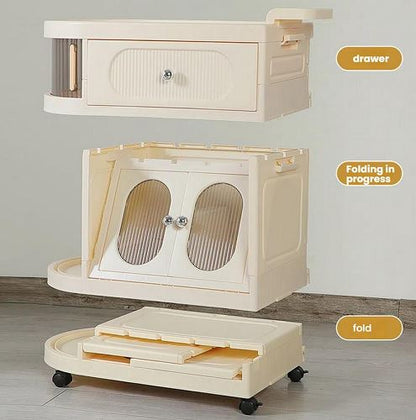 Living Room Bedroom Baby Cupboard Plastic Wardrobe Kitchen Folding Cupboard Organizer with Wheels