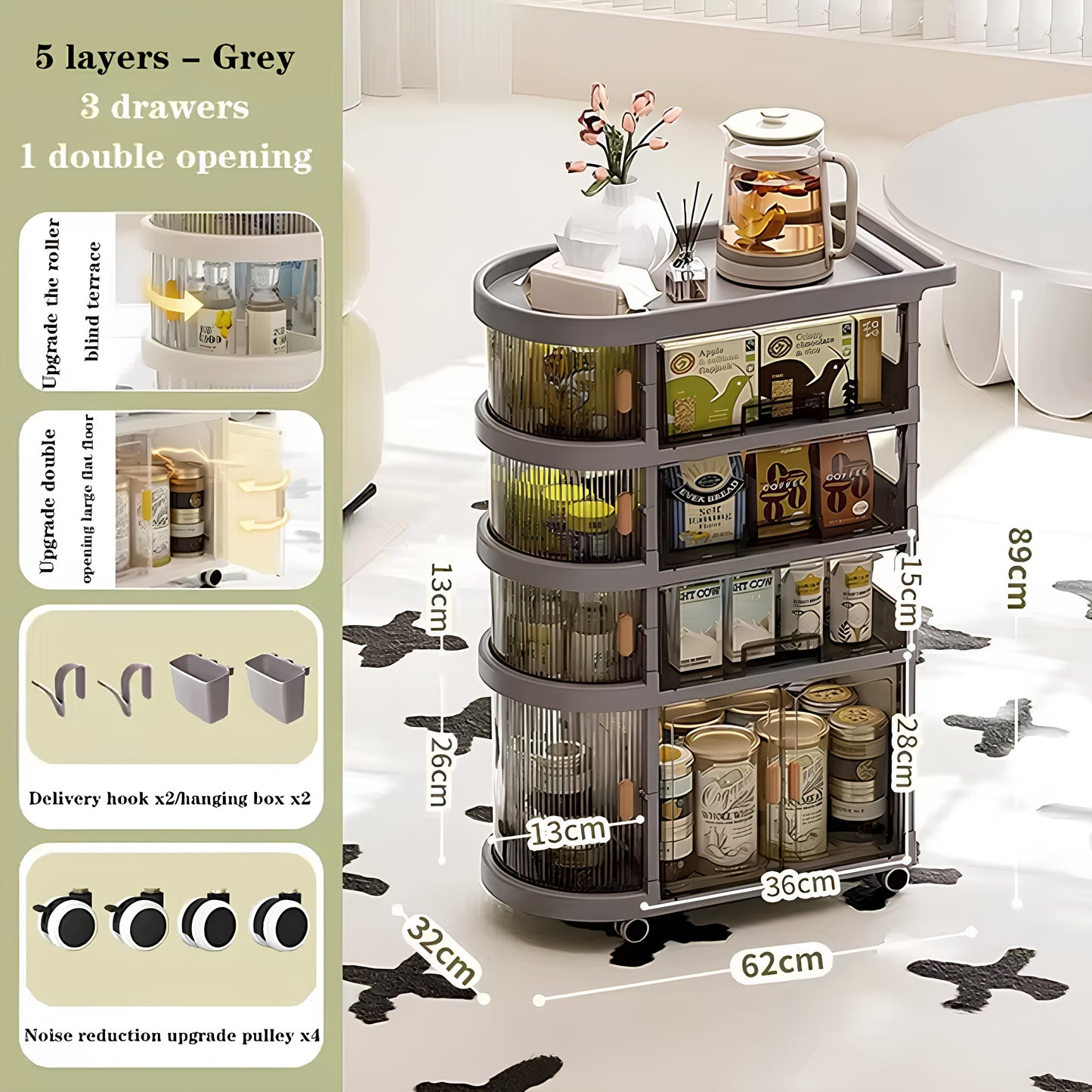 4 Tiered Baby Supplies Storage Folding Trolley