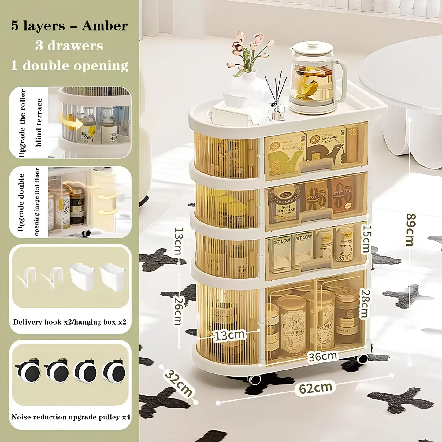 4 Tiered Baby Supplies Storage Folding Trolley