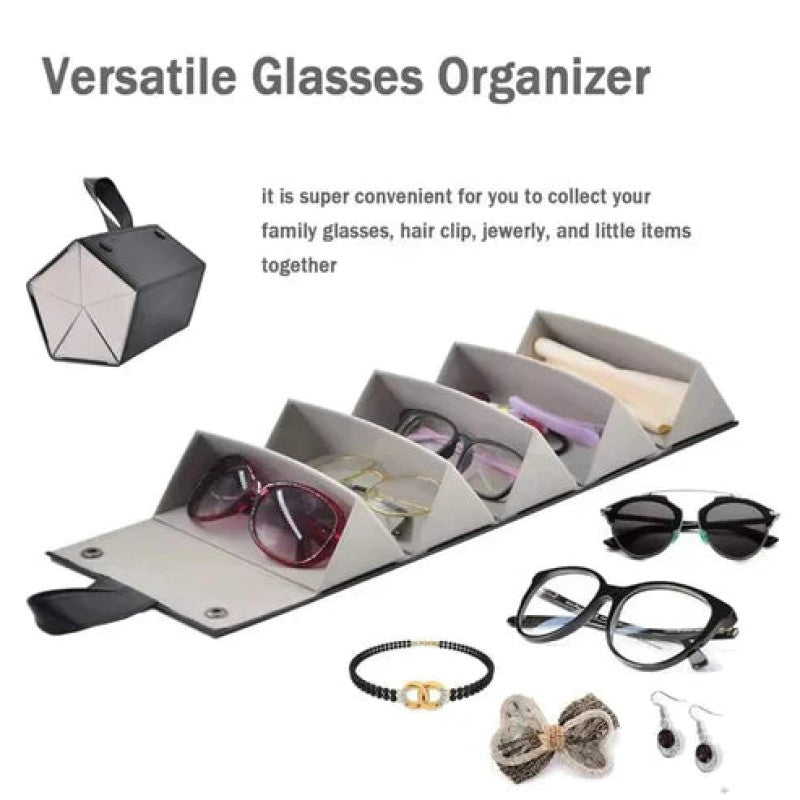 Premium Leather Foldable Sun Glasses Organizer