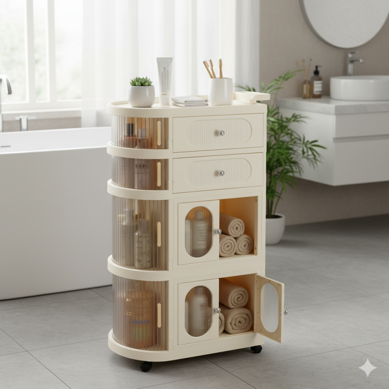 FlexiRoll 4-Tier Freestanding Storage Organizer with Wheels – Mobile Home & Office Rack | Adornia.pk