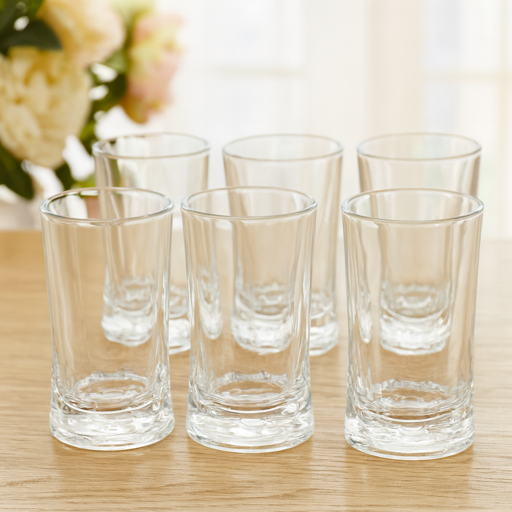 Bamboo-Design Clear Glass Premium Heavy Base Drinkware