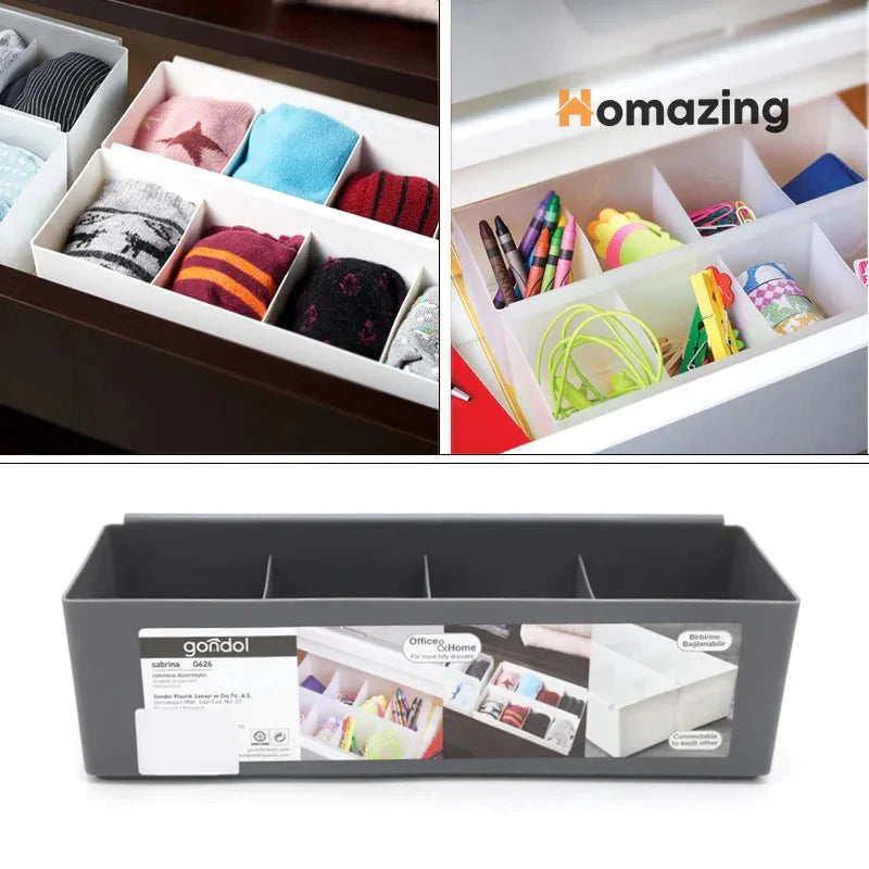 3 Pcs  4 Compartments Drawer Organizer Socks Tie Makeup (L10.5xW3.6xH3.2) Inches