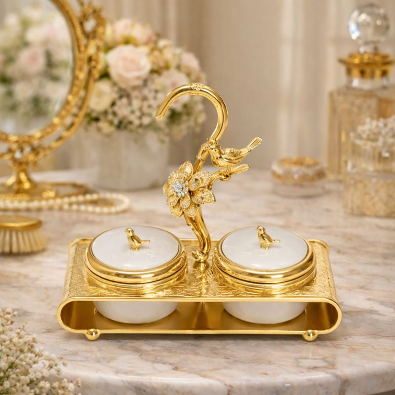 Luxury Decorative Jar Set with Gold Stand – 3 PCS & 5 PCS Options