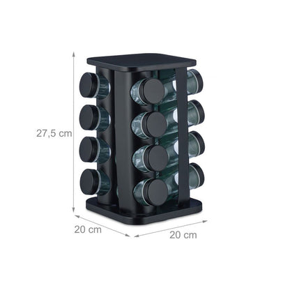 Modern Matte Black Revolving Spice Organizer (16 Pc.)