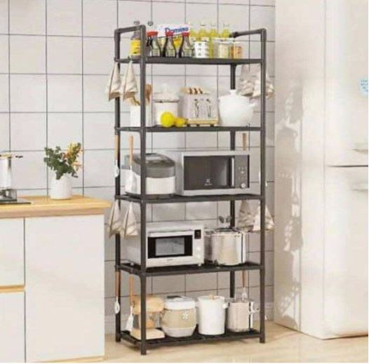 5-Tier Multipurpose Storage Rack – Adjustable Stackable Organizer Shelf for Kitchen, Bathroom & Home Use