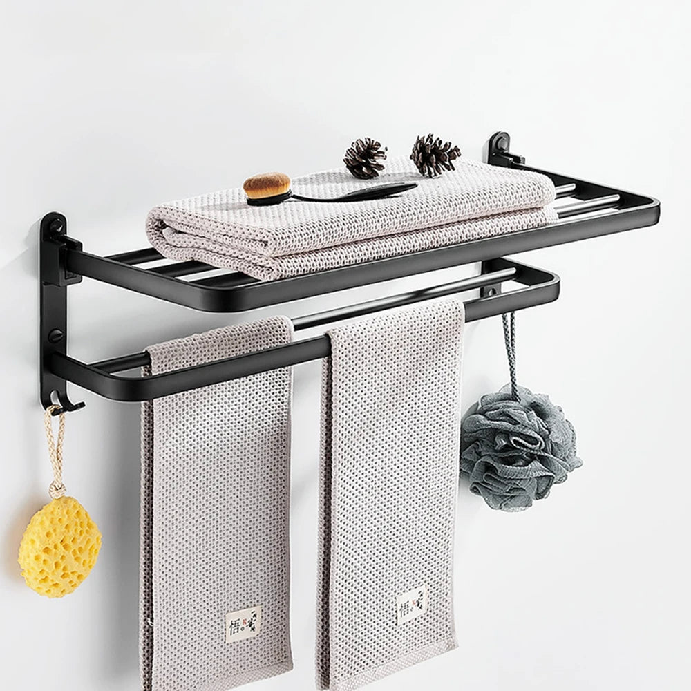 Towel Storage Wall Mounted Foldable Towel Holder