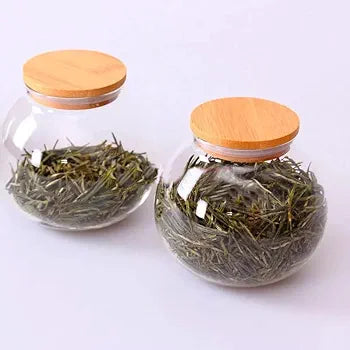 Pot Shape Glass Jar with Wooden Lid 500ml