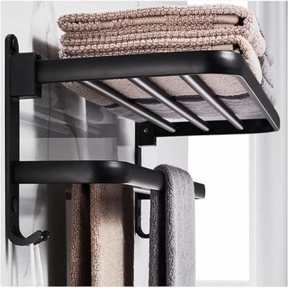 2 Tier Towel Holders for Bathrooms | Dual Foldable Towel Bar