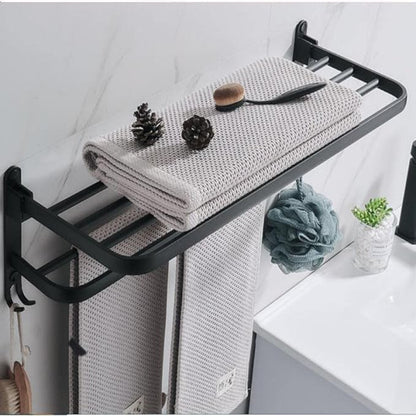 2 Tier Towel Holders for Bathrooms | Dual Foldable Towel Bar