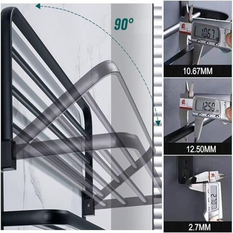 2 Tier Towel Holders for Bathrooms | Dual Foldable Towel Bar