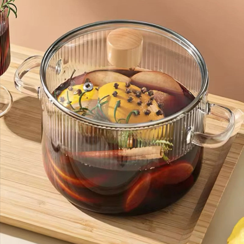 Heat Resistant Glass Cooking Pot with Lid – Durable Transparent Cookware for Pakistani Kitchens | Adornia.pk