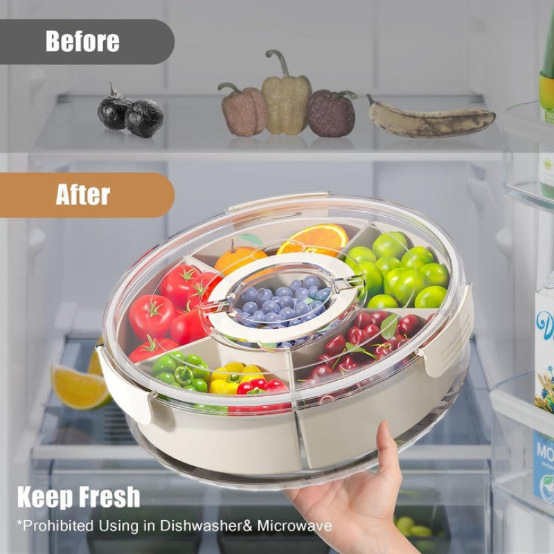 Premium Portable Rotating Snack Tray with Lid – 360° Spinning Serving Organizer | Adornia.pk