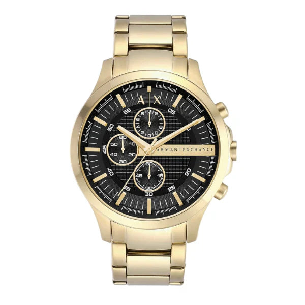 Armani Exchange Gold Stainless Steel Black Dial Chronograph Quartz Watch for Gents - AX2137